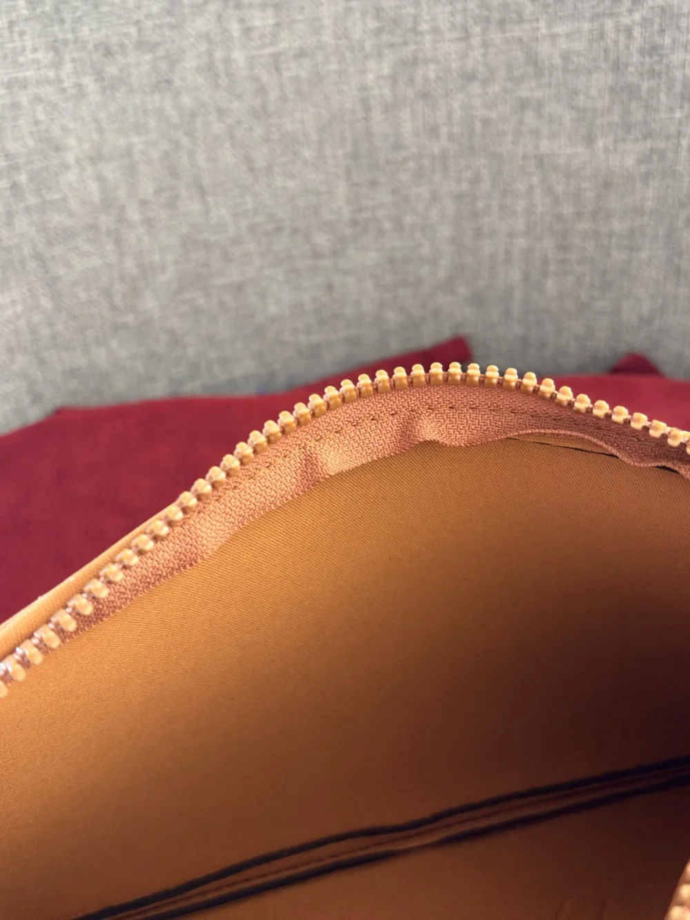 New Chic Tan Faux Leather Makeup Pouch / Cosmetic Bag-10”x5”